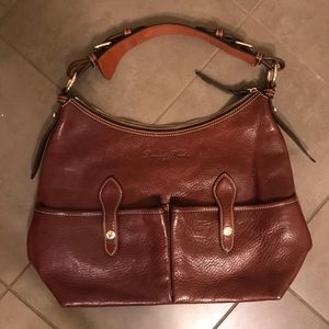 Dooney & Bourke hobo satchel brown and gold Italian leather handbag